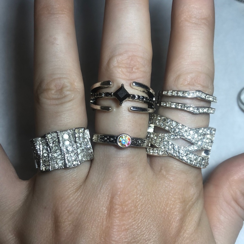 Clear Silver And Metallic Ring Bundle - image 5